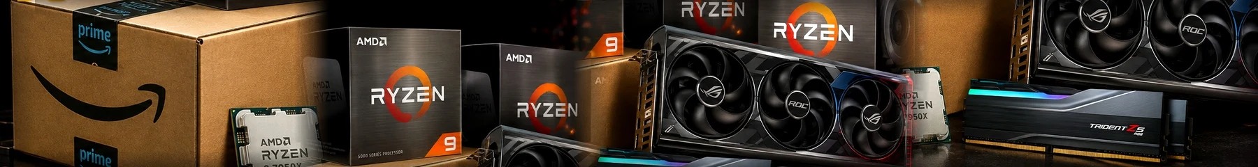 Amazon package, Ryzen processors, graphics card, CPU and RAM