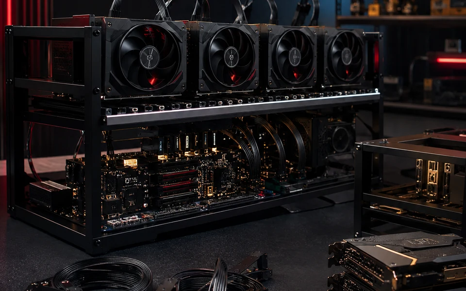 Photorealistic multi-GPU mining rig